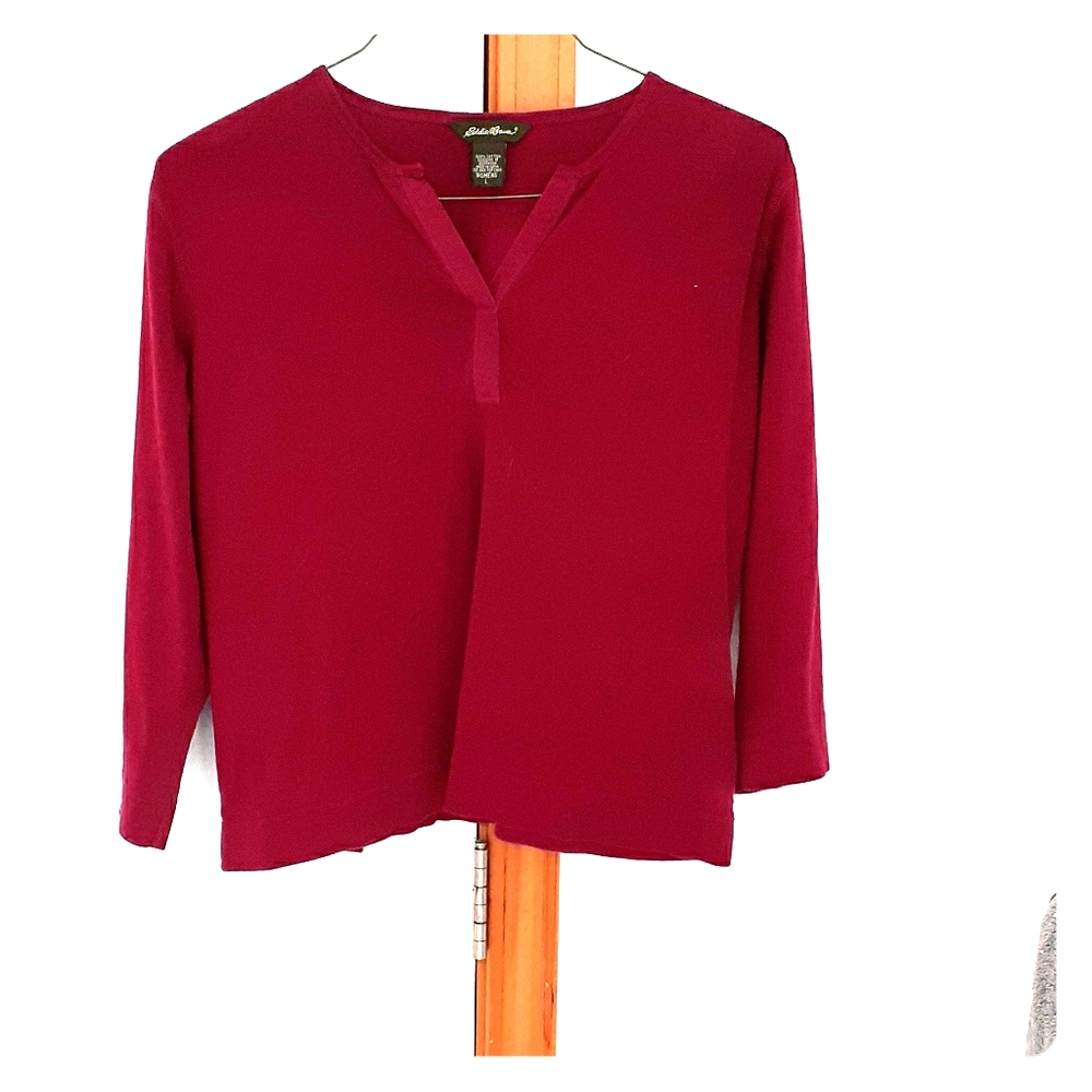 Eddie Bauer Raspberry 3/4 Length Top
